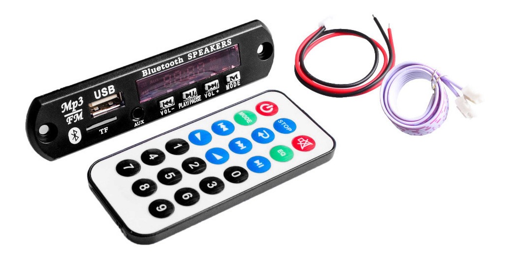 Modulo Receptor Bluetooth Audio Mp3 Fm Sd Usb Control Remoto - Imagen 2