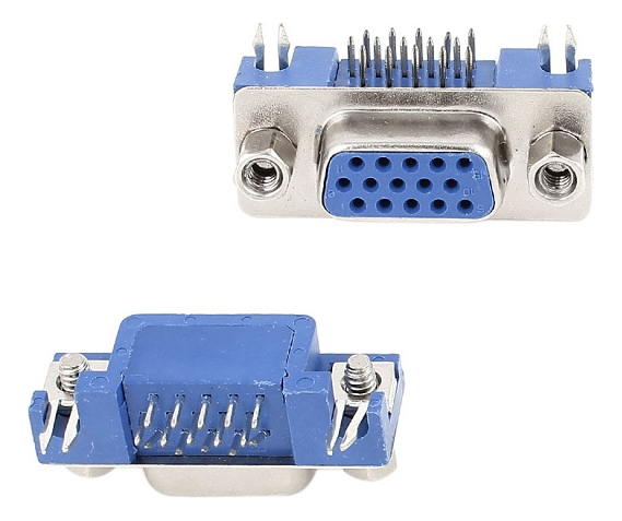 Conector Db15 Db 15 Db-15 Hd Vga Hembra 90 Grados Pcb