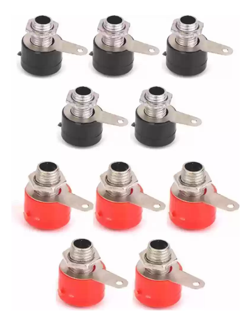 Conector Banana Hembra Rojo Negro Chasis X 5 Unidades