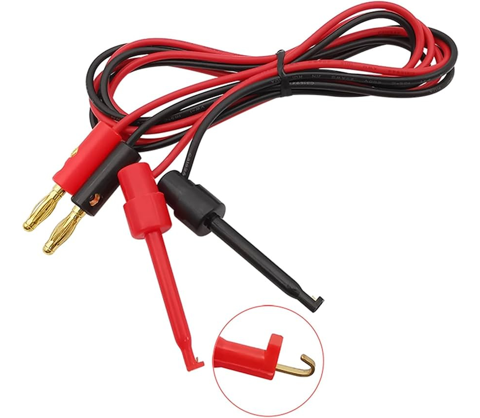 Juego Cable Testeo Clip Banana Rojo+negro 90cm