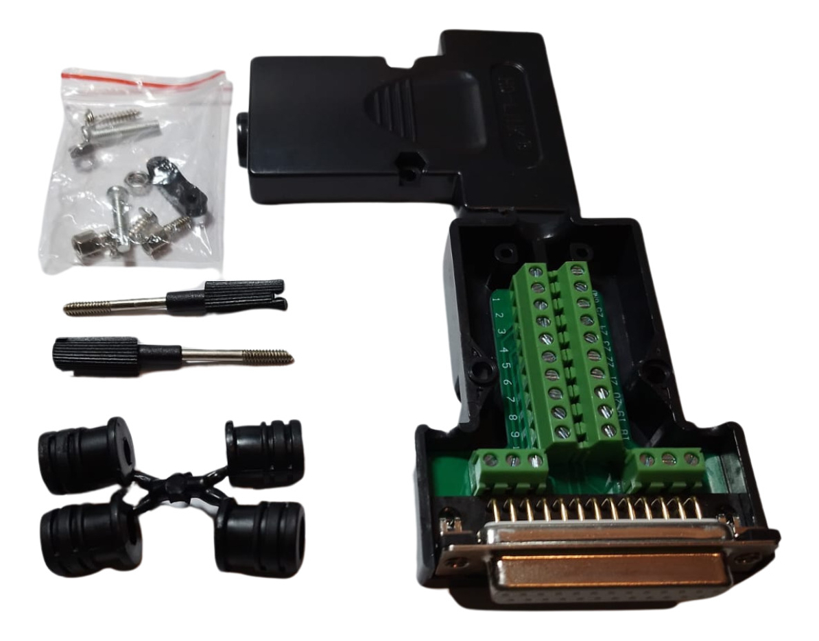 Conector Db25 Macho A Bornera C/ Tapa Y Accesorios - Imagen 2