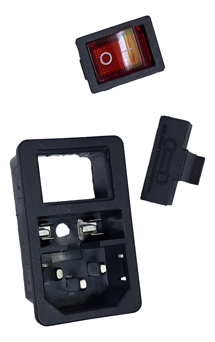 Tomacorriente Con Llave Roja Iluminada Y Portafusible - Imagen 3